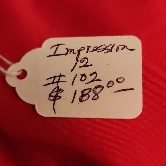 Impressions Dress 1990s Rhinestone Buttons Ruched Top Red Size 12 - Picture 9 of 12